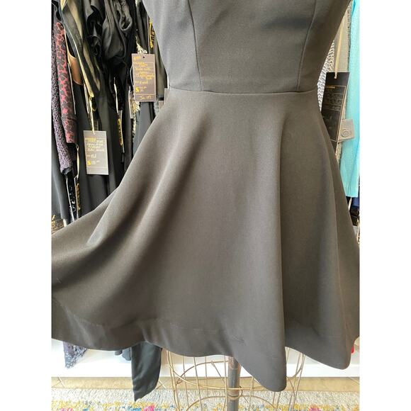 vintage y2k backless black mini dress x-small halter mock neck scalloped jersey - Picture 3 of 9